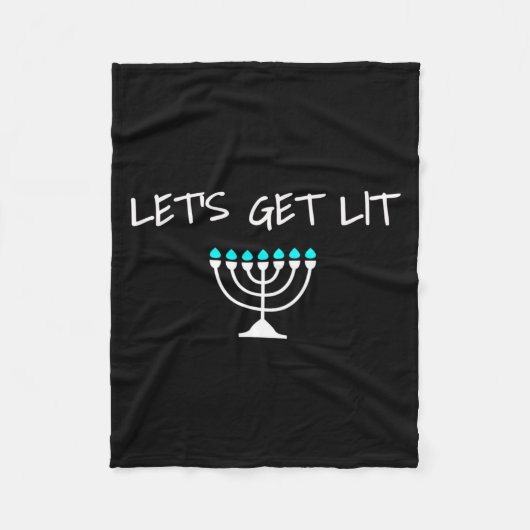 Let S Get Lit Jewish Hanukkah Menorah Chanukkah  Fleecedecke (Vorderseite)