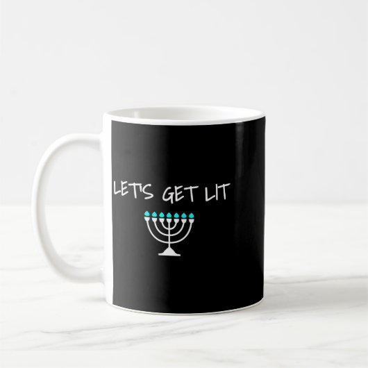 Let S Get Lit Jewish Hanukkah Menorah Chanukkah Kaffeetasse (Links)