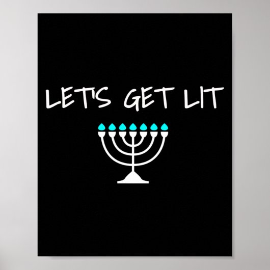 Let S Get Lit Jewish Hanukkah Menorah Chanukkah Poster (Vorne)