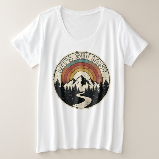 Let’s Get Lost Retro Mountain Adventure Outdoor Große Größe T-Shirt (Design vorne)