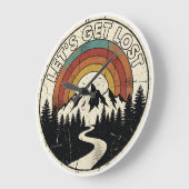 Let’s Get Lost Retro Mountain Adventure Outdoor Große Wanduhr (Winkel)
