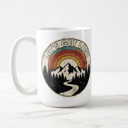 Let’s Get Lost Retro Mountain Adventure Outdoor Kaffeetasse (Links)