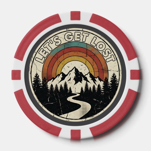 Let’s Get Lost Retro Mountain Adventure Outdoor Pokerchips (Vorderseite)