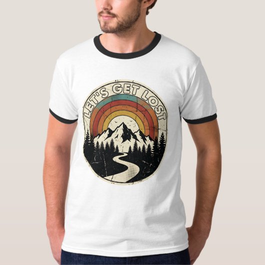 Let’s Get Lost Retro Mountain Adventure Outdoor T-Shirt (Vorderseite)