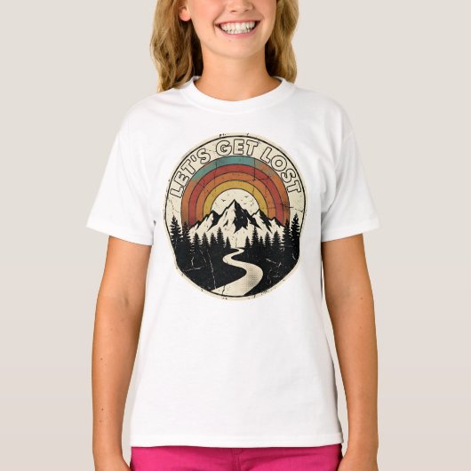 Let’s Get Lost Retro Mountain Adventure Outdoor T-Shirt (Vorderseite)
