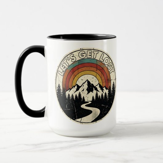 Let’s Get Lost Retro Mountain Adventure Outdoor Tasse (Links)