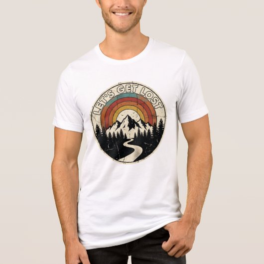 Let’s Get Lost Retro Mountain Adventure Outdoor Tri-Blend Shirt (Vorderseite)