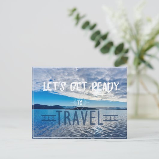 Let’s get read to travel Typography Postcard Postkarte (Stehend Vorderseite)