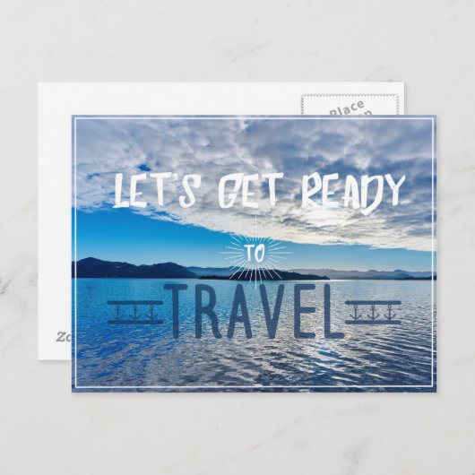 Let’s get read to travel Typography Postcard Postkarte (Vorne/Hinten)