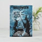 Let’s Get Spooky – Blue Halloween Invite Save The Date (Stehend Vorderseite)