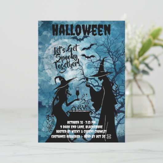 Let’s Get Spooky – Blue Halloween Invite Save The Date (Stehend Vorderseite)