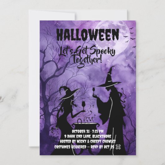 Let’s Get Spooky – Purple Halloween Invite Save The Date (Vorderseite)