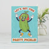 Let’s Get This Party Pickle funny veggie lover Dankeskarte (Stehend Vorderseite)