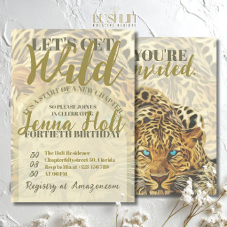 Let’s Get Wild Leopard Animal Glam Gold Birthday Einladung