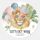 Let’s Get Wild Party Animal Birthday Sticker (Vorderseite)