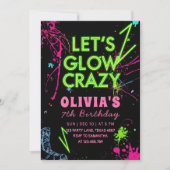 Let’s Glow Crazy Roller Skating Birthday Einladung (Vorderseite)