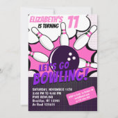 Let’s Go Bowling!  Fun Bowling-Style Birthday Girl Einladung (Vorderseite)