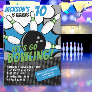Let’s Go Bowling!  Fun Bowling-Style Birthday Kids Einladung