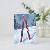 Let’s Go Skiing | Winter Skis Watercolor Painting Postkarte (Stehend Vorderseite)