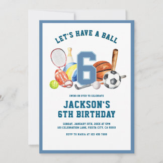 Let’s Have a Ball Birthday | Boy Sports Party  Einladung