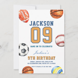 Let’s Have a Ball Mulit Sports Birthday Einladung