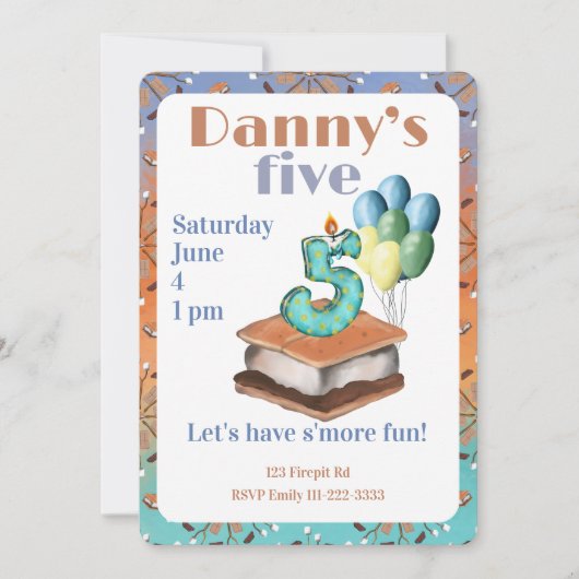 Let’s have s’more fun 5th Birthday Invitation Einladung (Vorderseite)