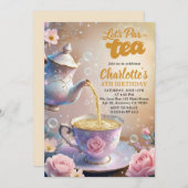 Let’s Par‑Tea Teacup & Teapot Tea Party Birthday Einladung (Vorne/Hinten)
