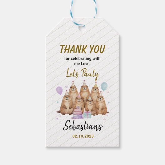 Let’s Party Groundhog 5th Birthday – Fun Kids Geschenkanhänger (Vorderseite)