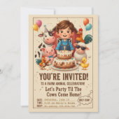 Let’s Party Til the Cows Come Home | Editable Farm Einladung (Vorderseite)