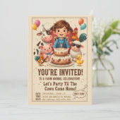 Let’s Party Til the Cows Come Home | Editable Farm Einladung (Stehend Vorderseite)