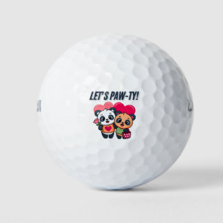 Let’s Paw-ty Cute Party Bear Cartoon T-Shirt Golfball