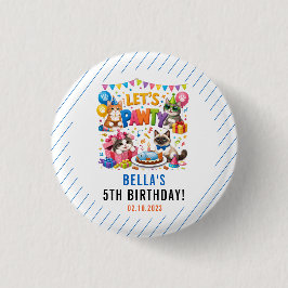 Let’s Pawty Cat 5th Birthday | Cute Kitty Birthday Button