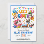 Let’s Pawty Cat 5th Birthday | Cute Kitty Birthday Einladung (Vorderseite)