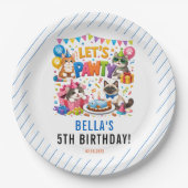 Let’s Pawty Cat 5th Birthday | Cute Kitty Birthday Pappteller (Vorderseite)