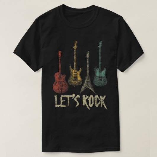 Let’s Rock Retro Guitar Music Lover Shirt (Design vorne)