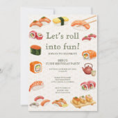 Let’s Roll into Fun! Sushi Birthday Party Invitati Einladung (Vorderseite)