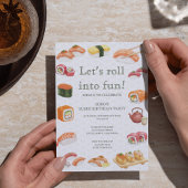 Let’s Roll into Fun! Sushi Birthday Party Invitati Einladung