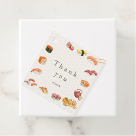 Let’s Roll into Fun! Sushi Birthday Party Invitati Geschenkanhänger