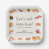 Let’s Roll into Fun! Sushi Birthday Party Invitati Pappteller (Vorderseite)
