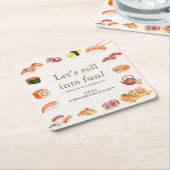 Let’s Roll into Fun! Sushi Birthday Party Invitati Rechteckiger Pappuntersetzer (angewinkelt)