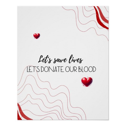 Let’s Save Lives - Donate Blood Minimalist Graphic Poster (Vorderseite)