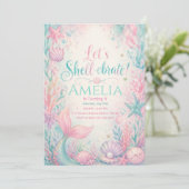 Let’s Shell-ebrate Mermaid Invitation Editable Einladung (Stehend Vorderseite)