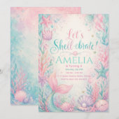 Let’s Shell-ebrate Mermaid Invitation Editable Einladung (Vorne/Hinten)