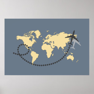 Let’s travel the world illustration poster
