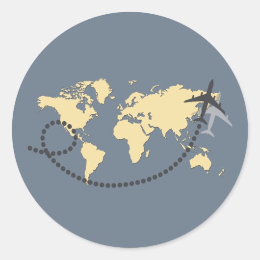Let’s travel the world illustration runder aufkleber (Vorderseite)