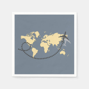 Let’s travel the world illustration serviette