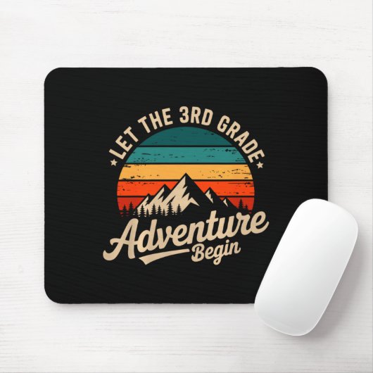 Let The 3rd Grade Adventure Begin Retro First Day Mousepad (Mit Mouse)