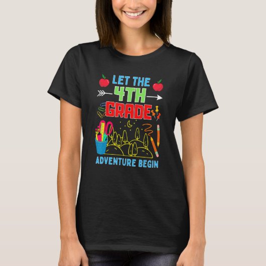 Let The 4th Grade Adventure Begin Fourth Grade Tea T-Shirt (Vorderseite)