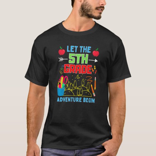Let The 5th Grade Adventure Begin Fourth Grade Tea T-Shirt (Vorderseite)