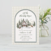Let The Adventure Begin Arch Gingham Baby Shower Einladung (Stehend Vorderseite)